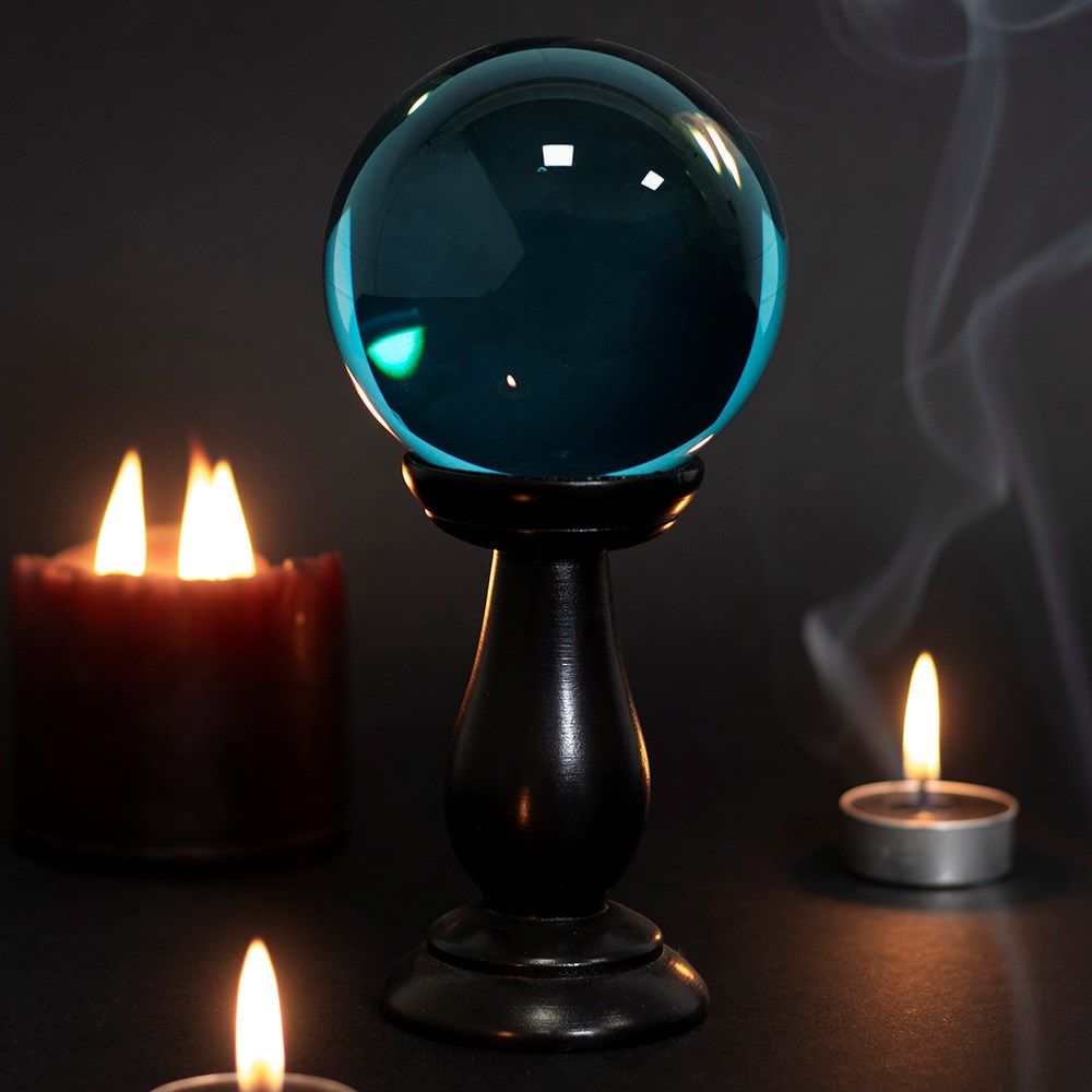 Something Different - Teal Small on Wooden Stand Boule de cristal - Bleu